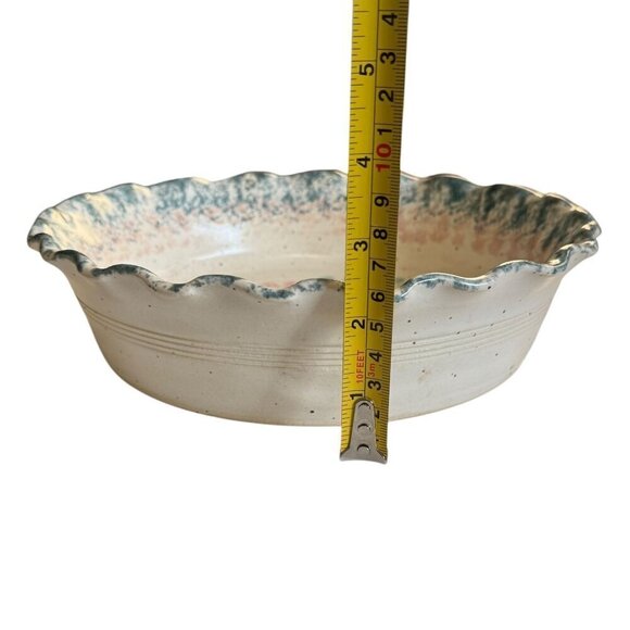 Vintage JMJ Studio Pottery Pie Plate 9.5" - Stoneware, Fluted Edge, Signed - Picture 8 of 10